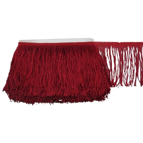 Quastenborte 1 Yard15CM Lange Polyester Fransen Trim Quaste Band Spitze Zubehör Nähen Latin Kleid Kleidungsstück Vorhang DIY(Red) von GHHZML