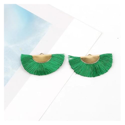 Quastenborte 10 Farben Metall Polyester Seide Quaste Fächerförmige Fransen for DIY Handwerk Schmuck Erkenntnisse Schlüsselanhänger Ohrring Zubehör(Green) von GHHZML