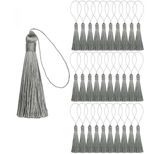 Quastenborte 10 Pc DIY Lesezeichen Quaste Nähen Trim Lange Seide for Vorhang Kleidung Tasche Handwerk Liefert Klassischen Stil Anhänger(Dark gray 8) von GHHZML