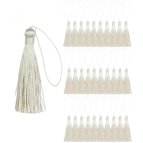 Quastenborte 10 Pc DIY Lesezeichen Quaste Nähen Trim Lange Seide for Vorhang Kleidung Tasche Handwerk Liefert Klassischen Stil Anhänger(White) von GHHZML