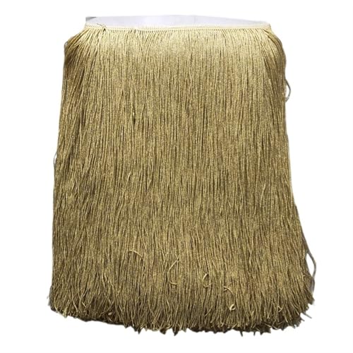 Quastenborte 10 Yards 50 cm Lange Gold Spitze Fransen Trim Quaste Trimmen for DIY Latin Kleid Bühne Kleidung Zubehör Band(Gold,1 yards) von GHHZML