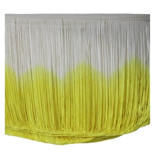 Quastenborte 10 Yards Diy Bekleidungszubehör Lateinisches Fransenkleid Makramee Dip Dye Ombre Rayon Nähen Spitze Weicher Besatz Sambarock 25 cm(Ivory Yellow) von GHHZML