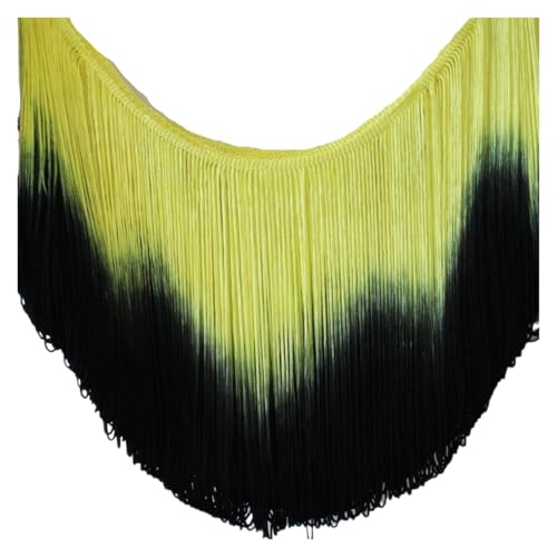 Quastenborte 10 Yards Diy Bekleidungszubehör Lateinisches Fransenkleid Makramee Dip Dye Ombre Rayon Nähen Spitze Weicher Besatz Sambarock 25 cm(Yellow Black) von GHHZML