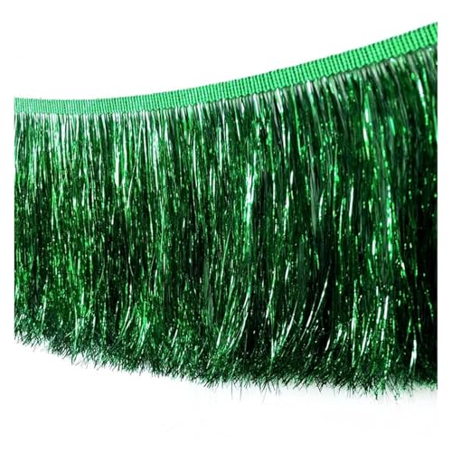 Quastenborte 10 m, 15 cm breit, bunte Golddrahtquasten, verschlüsselte Gold- und Silberdrahtquasten, Spitze, festliche Bühnendekoration, Quaste, Fransen, Purl(Green) von GHHZML