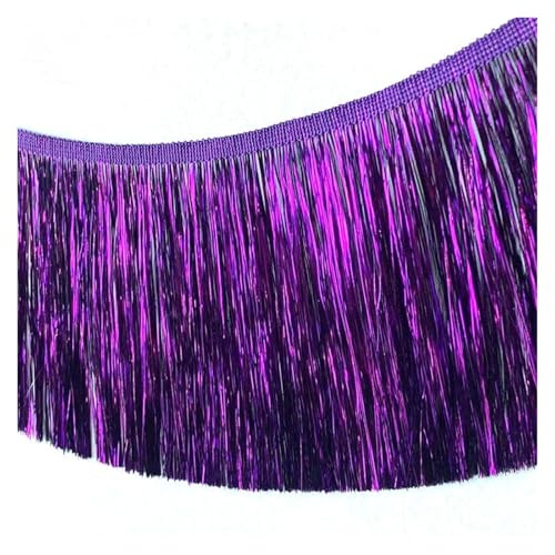 Quastenborte 10 m, 15 cm breit, bunte Golddrahtquasten, verschlüsselte Gold- und Silberdrahtquasten, Spitze, festliche Bühnendekoration, Quaste, Fransen, Purl(Purple) von GHHZML
