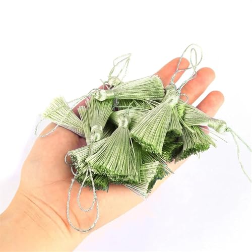 Quastenborte 10 stücke/50 stücke Quaste 9,5 cm/3,75 Zoll Schlüssel Quasten DIY Hanamade Lesezeichen for Handwerk Zubehör von Haus Und Möbel Dekor(Green11,10pcs) von GHHZML