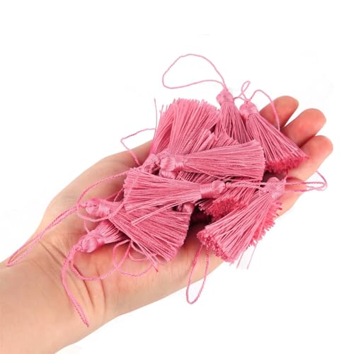 Quastenborte 10 stücke/50 stücke Quaste 9,5 cm/3,75 Zoll Schlüssel Quasten DIY Hanamade Lesezeichen for Handwerk Zubehör von Haus Und Möbel Dekor(Pink12,50pcs) von GHHZML