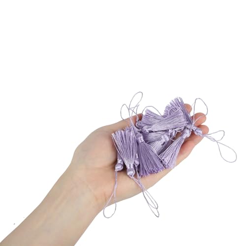 Quastenborte 10 stücke/50 stücke Quaste 9,5 cm/3,75 Zoll Schlüssel Quasten DIY Hanamade Lesezeichen for Handwerk Zubehör von Haus Und Möbel Dekor(Purple19,10pcs) von GHHZML