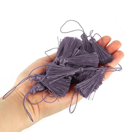 Quastenborte 10 stücke/50 stücke Quaste 9,5 cm/3,75 Zoll Schlüssel Quasten DIY Hanamade Lesezeichen for Handwerk Zubehör von Haus Und Möbel Dekor(Purple7,50pcs) von GHHZML
