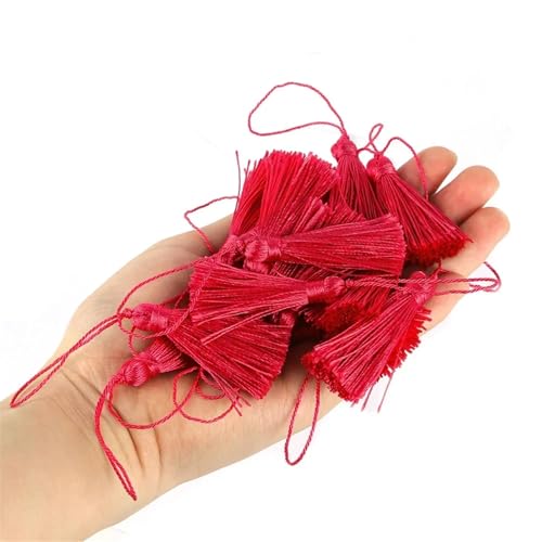 Quastenborte 10 stücke/50 stücke Quaste 9,5 cm/3,75 Zoll Schlüssel Quasten DIY Hanamade Lesezeichen for Handwerk Zubehör von Haus Und Möbel Dekor(Red5,10pcs) von GHHZML