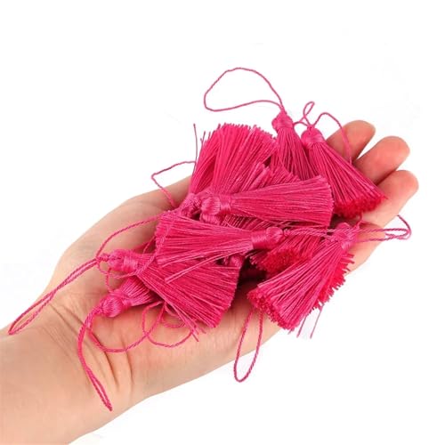 Quastenborte 10 stücke/50 stücke Quaste 9,5 cm/3,75 Zoll Schlüssel Quasten DIY Hanamade Lesezeichen for Handwerk Zubehör von Haus Und Möbel Dekor(Rose Red9,50pcs) von GHHZML
