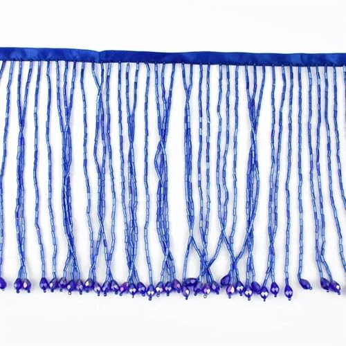 Quastenborte 15 cm Perlen Fransenbesatz Spitzenband Strass Quasten for Nähen von Latin Dance Kleid Vorhang Stoff DIY Bastelmaterial(RoyalBLue) von GHHZML