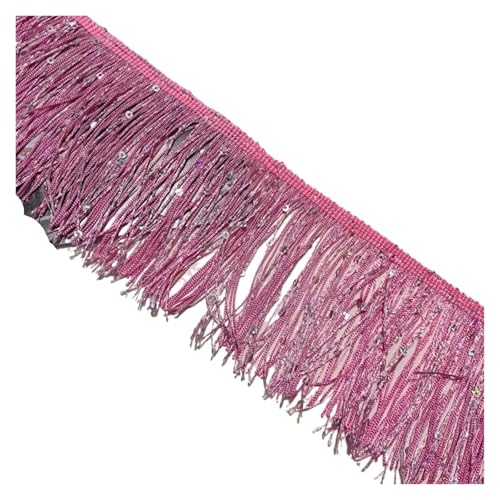 Quastenborte 2/4/8M 10cm Bunte Pailletten Quaste Fransen Spitze Trim Band for Nähen Latin Dance Kleid leistung Handwerk Materialien Zubehör(DarkPink,4Meters) von GHHZML