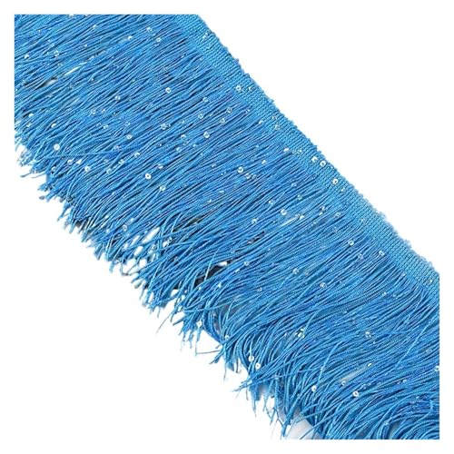 Quastenborte 2/4/8M 10cm Bunte Pailletten Quaste Fransen Spitze Trim Band for Nähen Latin Dance Kleid leistung Handwerk Materialien Zubehör(LakeBlue,2Meters) von GHHZML