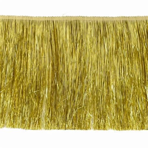 Quastenborte 2/5/10 Meter Meetee 15 cm Bunte Fransen Quasten Kleidung Kleid Spitzenbesatz Vorhang Dekoration Band DIY Bekleidungszubehör(Gold,15cm-10Meters) von GHHZML