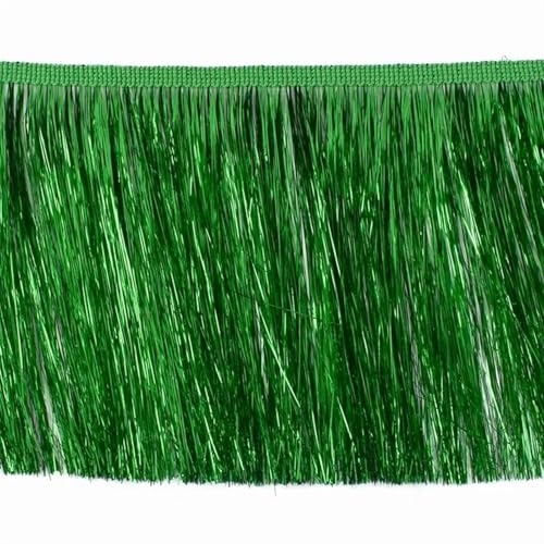 Quastenborte 2/5/10 Meter Meetee 15 cm Bunte Fransen Quasten Kleidung Kleid Spitzenbesatz Vorhang Dekoration Band DIY Bekleidungszubehör(GrassGreen,15cm-5Meters) von GHHZML