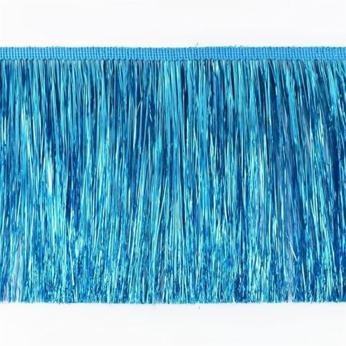 Quastenborte 2/5/10 Meter Meetee 15 cm Bunte Fransen Quasten Kleidung Kleid Spitzenbesatz Vorhang Dekoration Band DIY Bekleidungszubehör(PeacockBlue,15cm-10Meters) von GHHZML