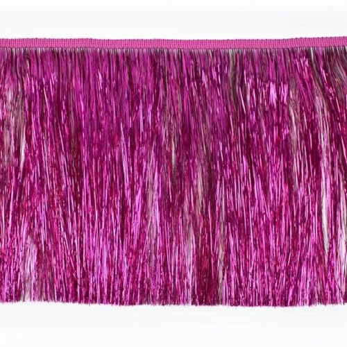 Quastenborte 2/5/10 Meter Meetee 15 cm Bunte Fransen Quasten Kleidung Kleid Spitzenbesatz Vorhang Dekoration Band DIY Bekleidungszubehör(RoseRed,15cm-2Meters) von GHHZML
