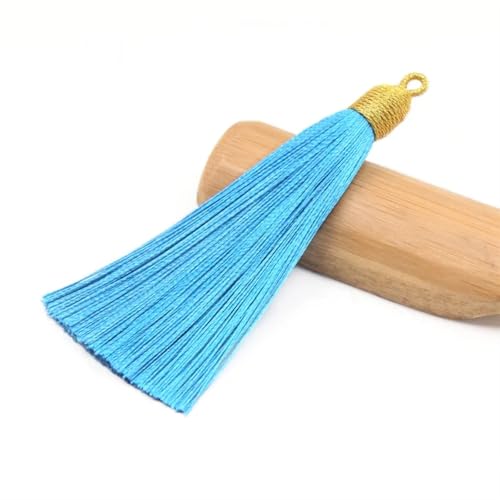 Quastenborte 2 Teile/paket 85mm Mini Goldenen Hut Baumwolle Quaste DIY Party Kleidung Schmuck Ohrringe Hause Vorhang Dekorieren Zubehör Materialien(Blue,85mm 10PCS) von GHHZML