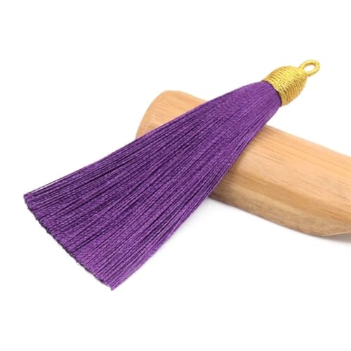 Quastenborte 2 Teile/paket 85mm Mini Goldenen Hut Baumwolle Quaste DIY Party Kleidung Schmuck Ohrringe Hause Vorhang Dekorieren Zubehör Materialien(Dark purple,85mm 4PCS) von GHHZML