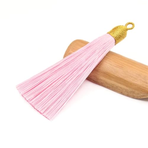 Quastenborte 2 Teile/paket 85mm Mini Goldenen Hut Baumwolle Quaste DIY Party Kleidung Schmuck Ohrringe Hause Vorhang Dekorieren Zubehör Materialien(Light pink,85mm 4PCS) von GHHZML