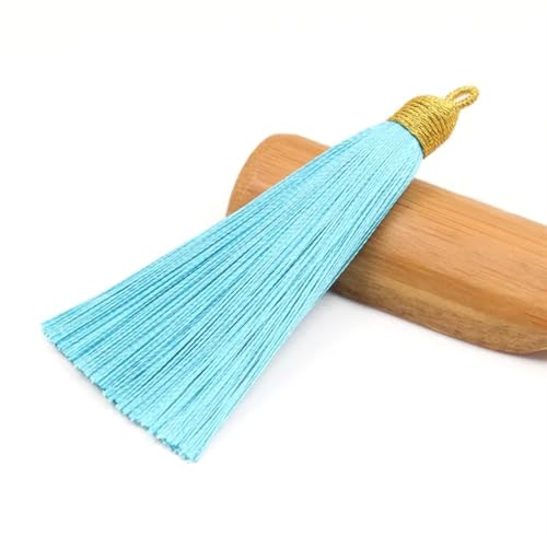 Quastenborte 2 Teile/paket 85mm Mini Goldenen Hut Baumwolle Quaste DIY Party Kleidung Schmuck Ohrringe Hause Vorhang Dekorieren Zubehör Materialien(Sky blue,85mm 6PCS) von GHHZML