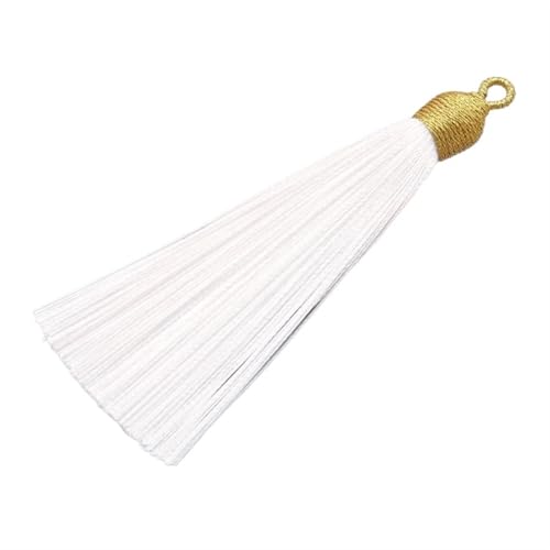 Quastenborte 2 Teile/paket 85mm Mini Goldenen Hut Baumwolle Quaste DIY Party Kleidung Schmuck Ohrringe Hause Vorhang Dekorieren Zubehör Materialien(White,85mm 6PCS) von GHHZML