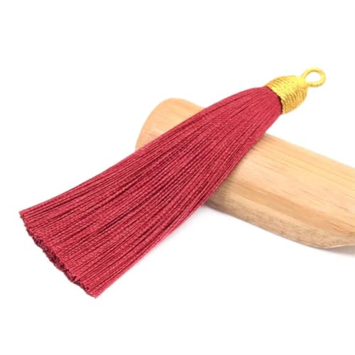 Quastenborte 2 Teile/paket 85mm Mini Goldenen Hut Baumwolle Quaste DIY Party Kleidung Schmuck Ohrringe Hause Vorhang Dekorieren Zubehör Materialien(Wine red,85mm 10PCS) von GHHZML