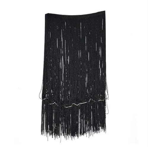 Quastenborte 2 Yards Breite 50 cm Rotgold Schwarz Spitze Quaste Fransenbesatz DIY Latin Kleid Kleidungsstück Vorhang Dekoration Zubehör(Black) von GHHZML