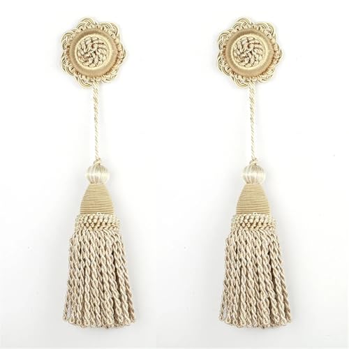 Quastenborte 2 stück Quasten Hängenden Seil Vorhang Zubehör DIY Nähen Handwerk Fringe Trim Schlüssel Quaste for Tasche Wohnkultur Fransen Geschenk(Mix Beige) von GHHZML