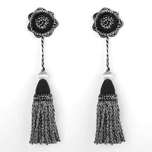 Quastenborte 2 stück Quasten Hängenden Seil Vorhang Zubehör DIY Nähen Handwerk Fringe Trim Schlüssel Quaste for Tasche Wohnkultur Fransen Geschenk(Mix Black) von GHHZML