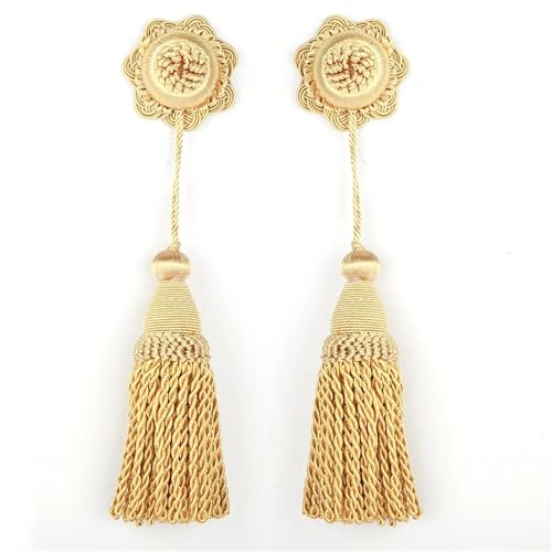 Quastenborte 2 stück Quasten Hängenden Seil Vorhang Zubehör DIY Nähen Handwerk Fringe Trim Schlüssel Quaste for Tasche Wohnkultur Fransen Geschenk(Mix Gold) von GHHZML