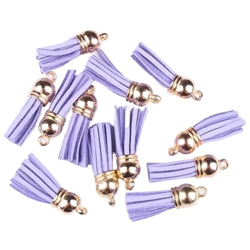 Quastenborte 20-100 Stück 38mm Goldsplitter Wildleder Kunstleder Quaste for Schlüsselanhänger Handygurte Schmuck Sommer DIY Anhänger Charms Finden(Blue purple,20 pcs Sliver tops) von GHHZML