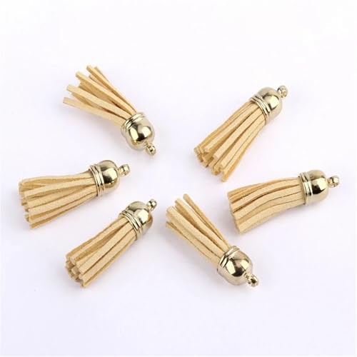 Quastenborte 20-100 Stück 38mm Goldsplitter Wildleder Kunstleder Quaste for Schlüsselanhänger Handygurte Schmuck Sommer DIY Anhänger Charms Finden(Light Blonde,20 pcs Sliver tops) von GHHZML