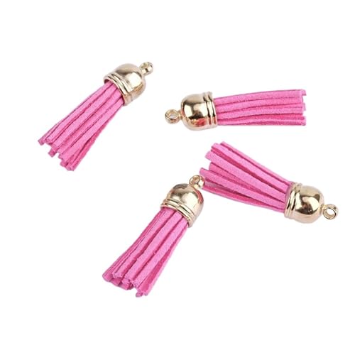 Quastenborte 20-100 Stück 38mm Goldsplitter Wildleder Kunstleder Quaste for Schlüsselanhänger Handygurte Schmuck Sommer DIY Anhänger Charms Finden(Light rose,100 pcs KC Gold tops) von GHHZML