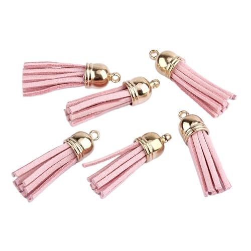 Quastenborte 20-100 Stück 38mm Goldsplitter Wildleder Kunstleder Quaste for Schlüsselanhänger Handygurte Schmuck Sommer DIY Anhänger Charms Finden(Pink2,100 pcs Sliver tops) von GHHZML
