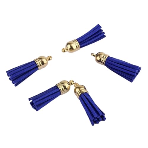 Quastenborte 20-100 Stück 38mm Goldsplitter Wildleder Kunstleder Quaste for Schlüsselanhänger Handygurte Schmuck Sommer DIY Anhänger Charms Finden(ROYAL BLUE,100 pcs KC Gold tops) von GHHZML