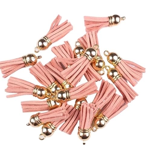 Quastenborte 20-100 Stück 38mm Goldsplitter Wildleder Kunstleder Quaste for Schlüsselanhänger Handygurte Schmuck Sommer DIY Anhänger Charms Finden(Skin,50 pcs Sliver tops) von GHHZML