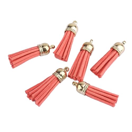Quastenborte 20-100 Stück 38mm Goldsplitter Wildleder Kunstleder Quaste for Schlüsselanhänger Handygurte Schmuck Sommer DIY Anhänger Charms Finden(Tangerine,20 pcs Sliver tops) von GHHZML