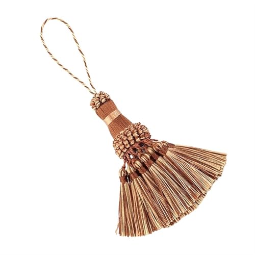 Quastenborte 2Pcs Mini Quaste Hängen Anhänger Dekorative Kleine Fringe Trim Vorhänge Zubehör Schlüssel Quasten for(Light Coffee) von GHHZML