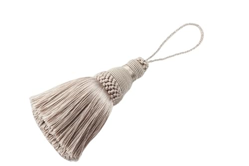 Quastenborte 2Pcs Polyester Seide Quasten Fringe Schlüssel Trim Handwerk for Nähen Vorhänge Zubehör Hause Dekoration Hängenden Seil(Khaki) von GHHZML