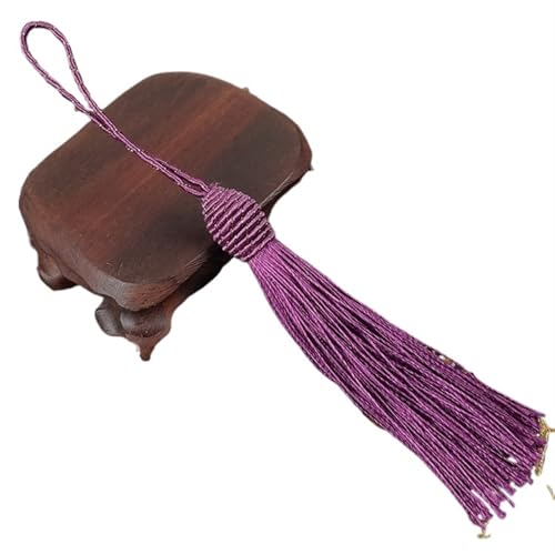 Quastenborte 3/6/12 Stück Quasten, seidige Zahnseide-Quasten, 15,5 cm, Lesezeichen-Quaste mit Kordelschlaufe, Knotenquasten, DIY-Handwerk, Schmuckherstellung(Dark purple,3Pcs) von GHHZML