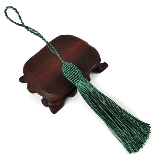 Quastenborte 3/6/12 Stück Quasten, seidige Zahnseide-Quasten, 15,5 cm, Lesezeichen-Quaste mit Kordelschlaufe, Knotenquasten, DIY-Handwerk, Schmuckherstellung(Deep green,12Pcs) von GHHZML