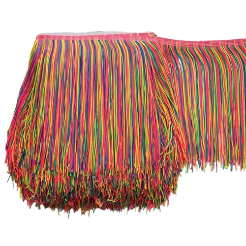 Quastenborte 5 Yards Buntes Polyester-Quastenfransen-Spitzenbesatzband for Nähen von lateinamerikanischem Kleid, Bühnenbekleidung, Vorhangzubehör(20cm Wide) von GHHZML