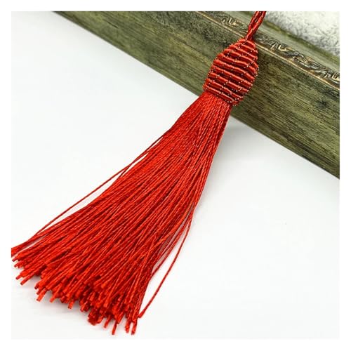 Quastenborte 6 stücke 15 cm Hängenden Seil Seide Quasten Fransen Nähen Bang Quaste Trim Schlüssel for DIY Verschönern Vorhang zugang(Red) von GHHZML