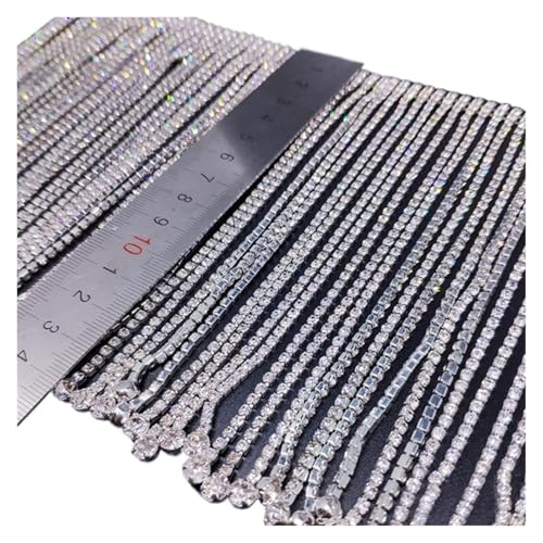 Quastenborte Bling Kristall Quaste Strass Unregelmäßige Kette Diamant Fransen Trim for DIY Kleid Kleidung Tasche Schuhe Dekoration Zubehör(02 Width 14cm) von GHHZML
