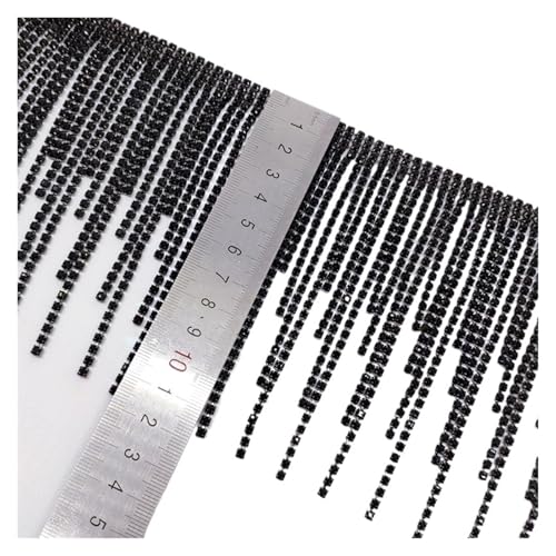 Quastenborte Bling Kristall Quaste Strass Unregelmäßige Kette Diamant Fransen Trim for DIY Kleid Kleidung Tasche Schuhe Dekoration Zubehör(06 Width 11.5cm) von GHHZML