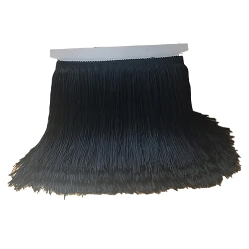 Quastenborte Quasten, Fransen, Spitzenbesatz, 10 Meter, Orange, Gold, Schwarz, Weiß, Blau, Grün, Band, lateinamerikanischer Tanz, Rock, Kleid, Nähmaterial(Black) von GHHZML