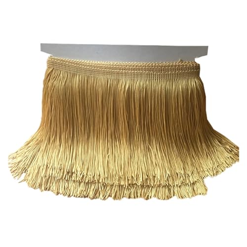 Quastenborte Quasten, Fransen, Spitzenbesatz, 10 Meter, Orange, Gold, Schwarz, Weiß, Blau, Grün, Band, lateinamerikanischer Tanz, Rock, Kleid, Nähmaterial(Ginger Yellow) von GHHZML