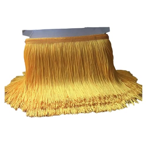Quastenborte Quasten, Fransen, Spitzenbesatz, 10 Meter, Orange, Gold, Schwarz, Weiß, Blau, Grün, Band, lateinamerikanischer Tanz, Rock, Kleid, Nähmaterial(Gold) von GHHZML